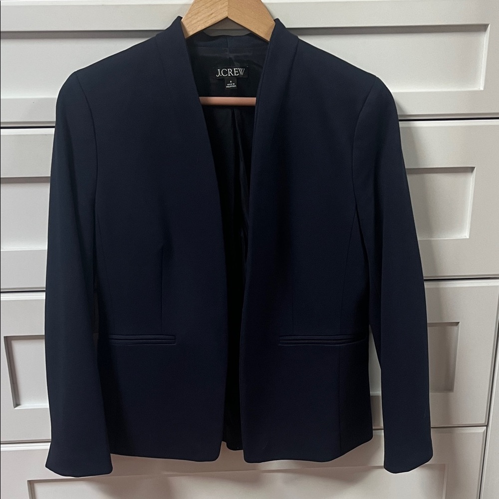 J. Crew Dark Navy Collarless Women's Blazer